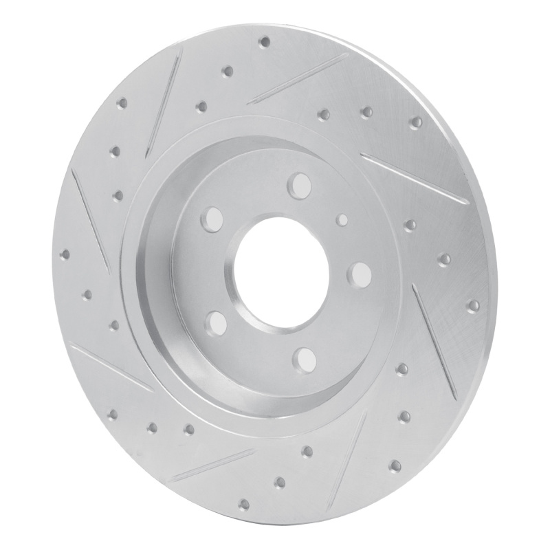Audi Q5 Brake Rotor (1) - Rear Right - R1 Concepts - Drilled & Slotted - Silver - `08-`25